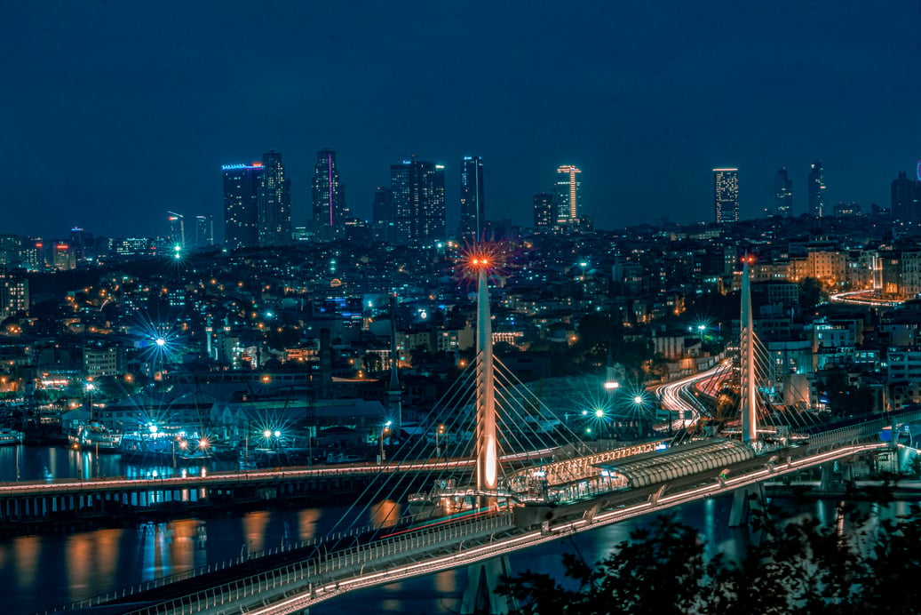 Cityscape with Lights during Night Time